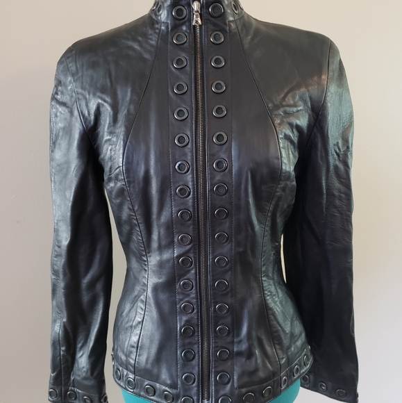 Jackets & Blazers - Black leather fitted jacket